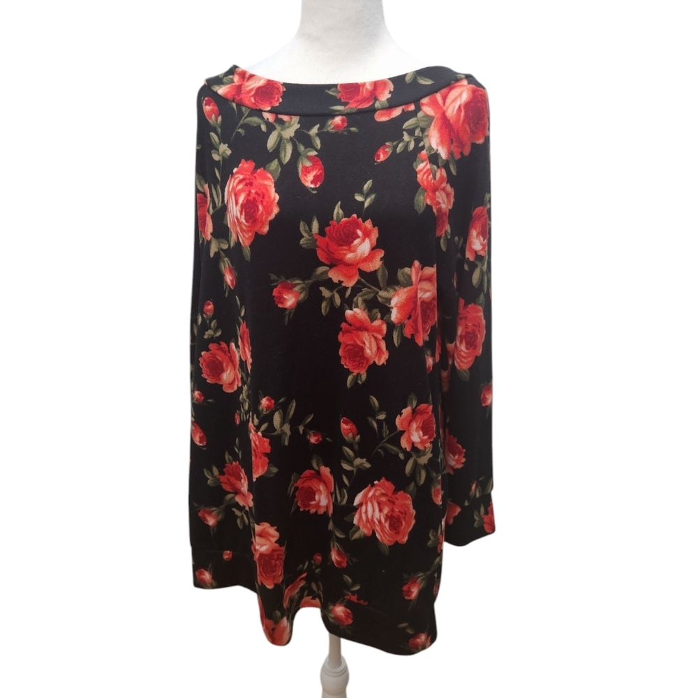 ODDY Rose Floral Long Sleeve‎ Top  Size XL